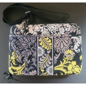 Vera Bradley Baroque Mini Laptop Case Hard Shell Tablet Bag Floral Yellow Gray